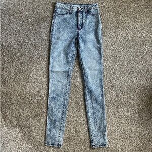 Crave Fame Blue Acid Wash Skinny Jeans Polka Dot Casual Denim 1 Small